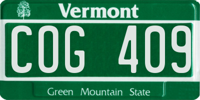 VT license plate COG409