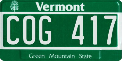 VT license plate COG417