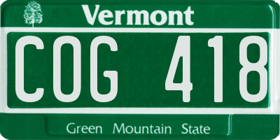 VT license plate COG418