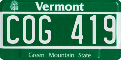VT license plate COG419