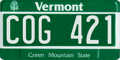 VT license plate COG421