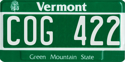VT license plate COG422