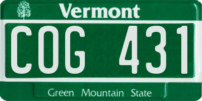 VT license plate COG431