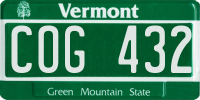 VT license plate COG432