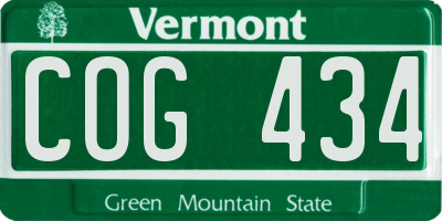 VT license plate COG434
