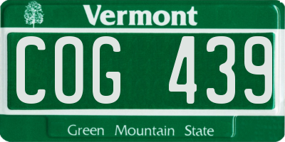 VT license plate COG439