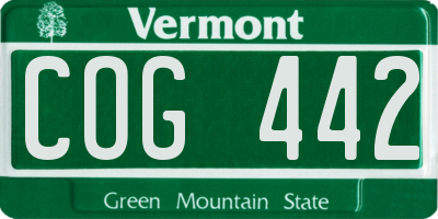 VT license plate COG442