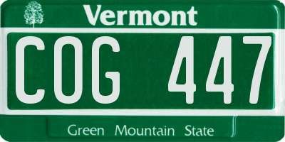 VT license plate COG447