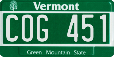VT license plate COG451