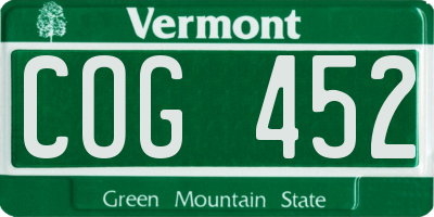 VT license plate COG452