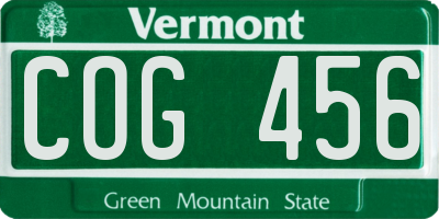VT license plate COG456