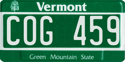VT license plate COG459