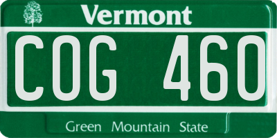 VT license plate COG460