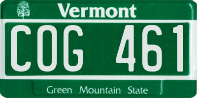 VT license plate COG461