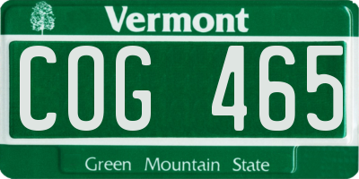 VT license plate COG465