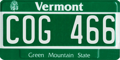 VT license plate COG466