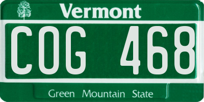 VT license plate COG468