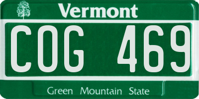 VT license plate COG469