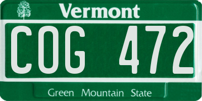 VT license plate COG472