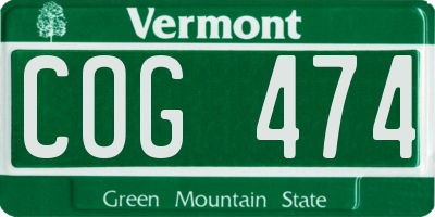 VT license plate COG474