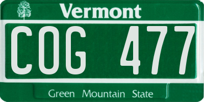 VT license plate COG477