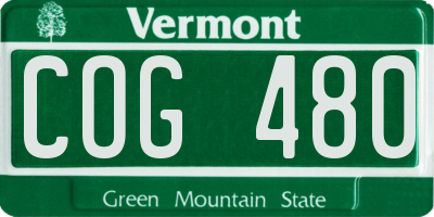 VT license plate COG480