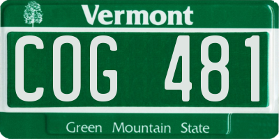 VT license plate COG481