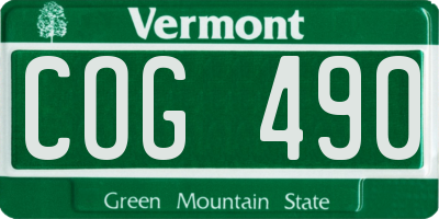 VT license plate COG490