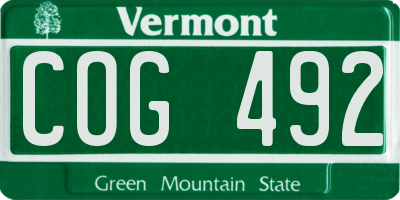 VT license plate COG492