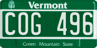 VT license plate COG496