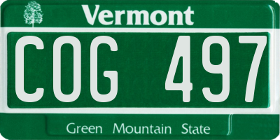 VT license plate COG497