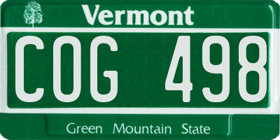 VT license plate COG498
