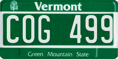 VT license plate COG499