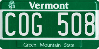VT license plate COG508