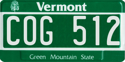 VT license plate COG512