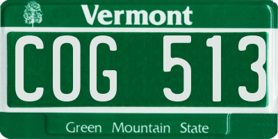 VT license plate COG513