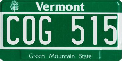 VT license plate COG515