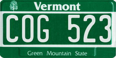 VT license plate COG523