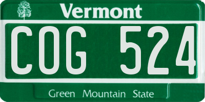 VT license plate COG524