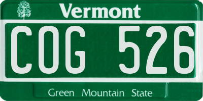 VT license plate COG526