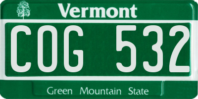 VT license plate COG532