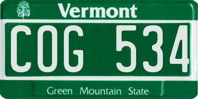 VT license plate COG534