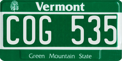 VT license plate COG535