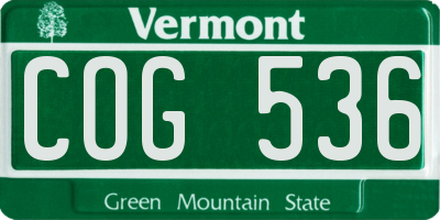 VT license plate COG536