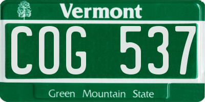 VT license plate COG537