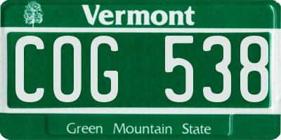 VT license plate COG538