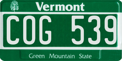 VT license plate COG539