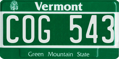 VT license plate COG543