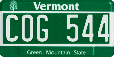 VT license plate COG544