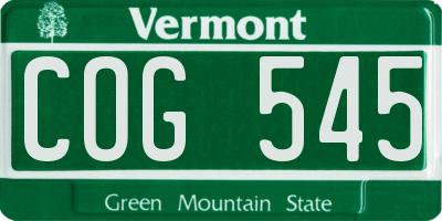 VT license plate COG545